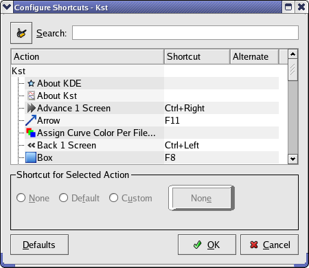 Configure Shortcuts Window