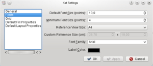 Settings menu: default font properties