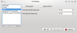Settings menu: default grid options